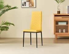 Image of Emily Leather Faux Leather Comfort Dining Chairs - Set of 4 Yellow