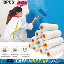 Image of 10PCS Mini Foam Paint Roller Sleeves 4" 100mm Sponge Refills Decorating UK