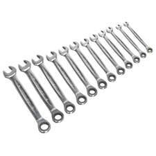 Image of 1 - 12 Piece Set Sealey Ratchet Combination Spanner Metric
