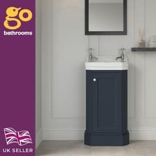 Image of Dark Grey Cloakroom Vanity Unit & Ceramic Basin 500mm Small Bathroom Unit & Sink