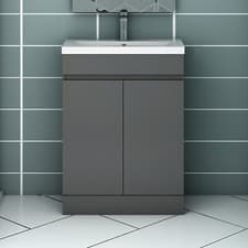 Image of 500/600mm Bathroom Vanity Unit with Basin Sink Cabinet White Grey Freestanding