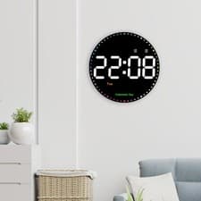Image of LED Wall Clock Round Wall Clock Calendar Countdown Timer with Control Alarm