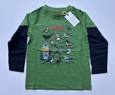 Image of Fatface Boys Green Bird Graphic Spotting Jersey T-Shirt In Various Sizes *BNWT*