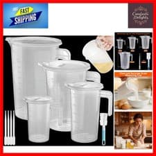 Image of Accurate 4 Pcs Measuring Jugs with Lids & Handles 100/250/500/1000 ml Set