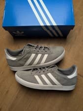 Image of Adidas Originals Gazelle Juniors ‘Grey / White / Gold’ - Size UK 3