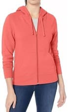 Image of Amazon Essentials Women's French Terry Fleece Full-Zip Hoodie X-Large Coral Pink