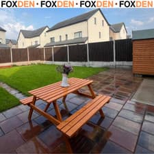 Image of 6 Seater Wooden Picnic Table and Bench Set with Parasol Hole for Garden Patio