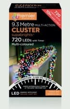 Image of Premier 720 LED Cluster Multi-Action Christmas Tree Lights with Timer - MULTI