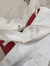 Image of Dune shoes size 4 colour cream, satin, crystal and satin ankle strap, brand new