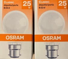 Image of 2 X 25w BC BAYONET OPAL OSRAM CLASSICTONE GLS STANDARD LIGHTBULBS