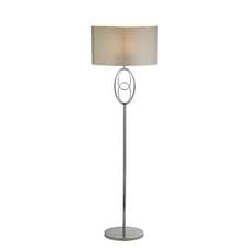 Image of Chrome Finish Base With Faux Silk Shade Free Standing Standard Floor Lamp Light