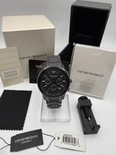 Image of NEW EMPORIO ARMANI AR1452 CERAMIC BLACK DIAL & STRAP MENS WATCH + FREE LINK TOOL