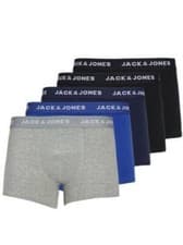 Image of Jack & Jones Jacbasic 5 Pack Cotton Stretch Trunks - Blue / Grey / Black
