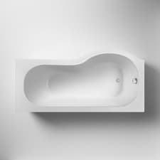 Image of Nuie WBP1785L 1700mm Left Hand P-Shaped Shower Bath - White Acrylic with 5 Year