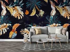 Image of 3D Leaf Art Pattern Self-adhesive Removeable Wallpaper Wall Mural