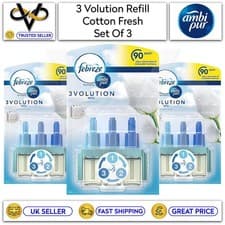 Image of 3 x Ambi Pur 3volution Electric Plug In Refills Cotton Fresh Air Freshener