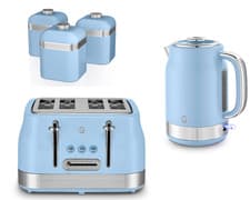 Image of Swan Retro Revive Blue Jug Kettle, 4 Slice Toaster & Canisters Set