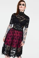 Image of Gothic Punk Lost Girl Black Lace Witch Style Dress