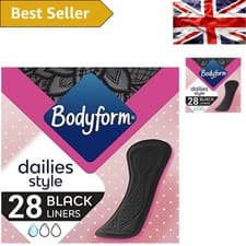 Image of Bodyform Black Normal Panty Liners - Pack of 5 x 21 Count for All-Day Comfort