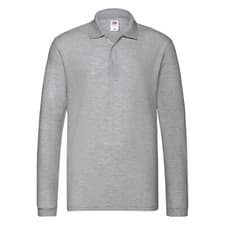 Image of Fruit of the Loom Premium Long Sleeve Polo Shirt - 100% Cotton S-3XL - 8 Colours