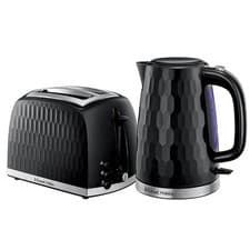 Image of Russell Hobbs Honeycomb Black Kettle & 2 Slice Toaster Set