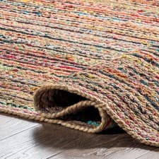 Image of Bohemian Rug Multi Color Jute Chindi Braided Carpet Living Room Bedroom Floor Mt