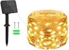 Image of Gcstnn 5M 50 LED Solar Fairy Lights Copper Wire 8 Modes Warm White