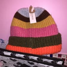 Image of ACCESSORIZE BRIGHT STRIPE WINTER WARM KNITTED BEANIE HAT - BRAND NEW WITH TAGS