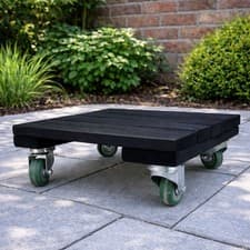 Image of Plant Pot Trolley Wooden Mover Stand on Wheels Garden Planter Caddy Heavy Duty