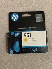 Image of Genuine HP 951 ink cartridge yellow. Brand new, original packaging, never opened