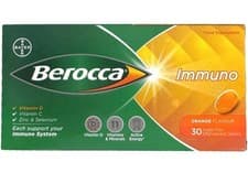 Image of Berocca Immuno Effervescent Tablets Orange 30 Tablets (TATTY OUTER BOX) BB 11/26
