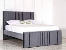 Image of Eve Upholstered Bed With Under Bed Storage Space Smooth Velvet Fabric Bed
