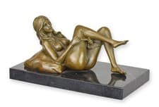 Image of An erotic bronze sculpture of a reclining female replica retro design decoration