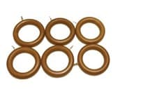 Image of 35mm Wooden curtain hanging ring hooks with eyes in Oak, Black, Mahogany, Wood