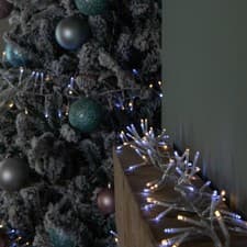 Image of 9.3m 720 LED Christmas Lights with Timer in White & Warm White on Clear Cable