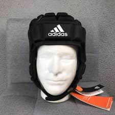Image of Adidas D3O Scrum Cap Headguard Size Large Black Rugby Soccer Helmet Protective