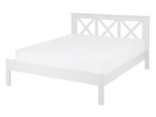 Image of Wooden EU Double Size Bed White TANNAY