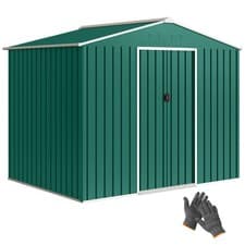 Image of Outsunny 8 x 6ft Garden Storage Shed with Double Door Green