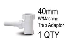 Image of 1 x 40mm Washing Machine Trap Adaptor White Pipe Waste Water Plumbing Appliance