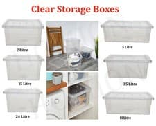 Image of Clear Plastic Storage Boxes Stackable Stacking Space Saving Master With Lid