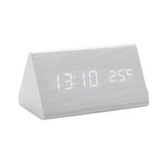 Image of Decorative Wooden Digital Alarm Clock with Temperature Display for Living Room