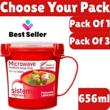 Image of Sistema 656ml Microwave Soup Mug Currys Medium Plastic Fast Stews Hot Drinks Cup