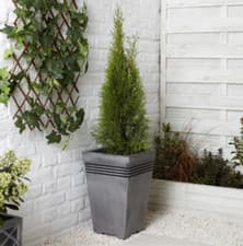 Image of Sankey Milano Tall Square Planter Pewter Garden Plant Pot 46cm Height