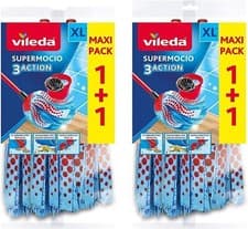 Image of 4 x Vileda SuperMocio XL 3 Action Microfibre Mop Replacement Head Refill
