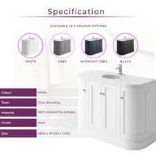 Image of White Traditional Vanity Unit Marble Top Ceramic Basin Sink 600 800 900 1200mm