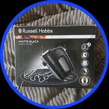 Image of Russell Hobbs Hand Mixer Matte Black 2 Pin Plug 24672 See Description