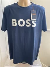Image of HUGO BOSS THINKING1 RUBBERISED LOGO TEE REG FIT DARK BLUE SIZE 3XL BNWT RRP £59