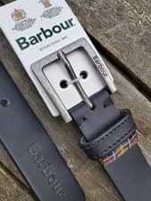 Image of Genuine BARBOUR LARGE Black 39-44" Waist Tough Leather BELT UNISEX NEW