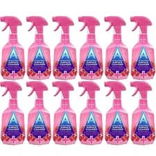 Image of 12 x Astonish Antibacterial Surface Cleaner Pomegranate & Raspberry Spray 750ml