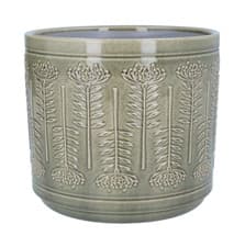 Image of Glazed Sage Green Protea Plant Pot, Ceramic Geometric Pattern Pot Cover Planter